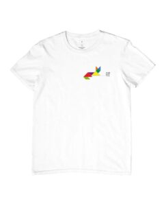Camiseta Clássica - Branca - Gato Geométrico - Estilo Tangram