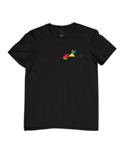Camiseta Clássica - Minimalista - Preta - Gato Geométrico - Estilo Tangram